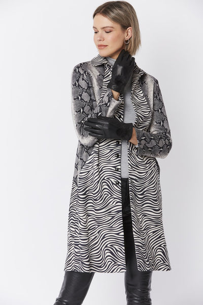 Leather Gloves with Faux Fur Pom